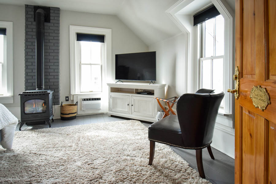 The master bedroom upstairs includes a King size bed, 50” TV and DVD player