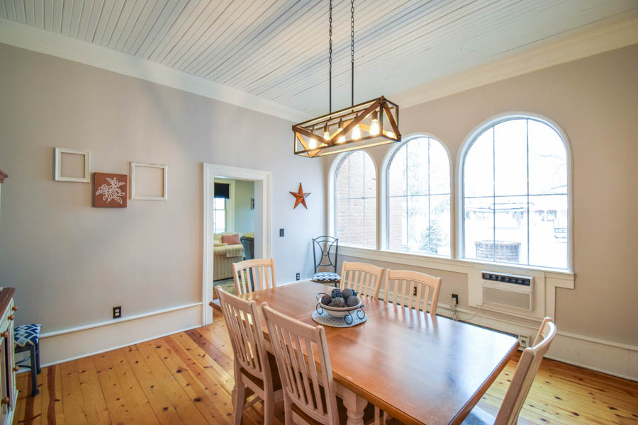 dining room with large windows